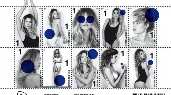 Une top-model sur les timbres néerlandais