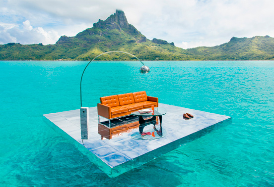 Des photos de mobilier sur le lagon de Bora Bora ! 