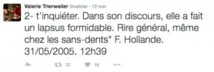"Sans-dents": Trierweiler publie un SMS attribué à Hollande "Sans-dents": Trierweiler publie un SMS attribué à Hollande