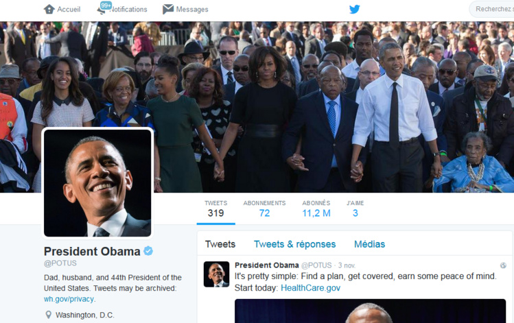 Cadeau d'Obama à son successeur: 11 millions d'abonnés Twitter