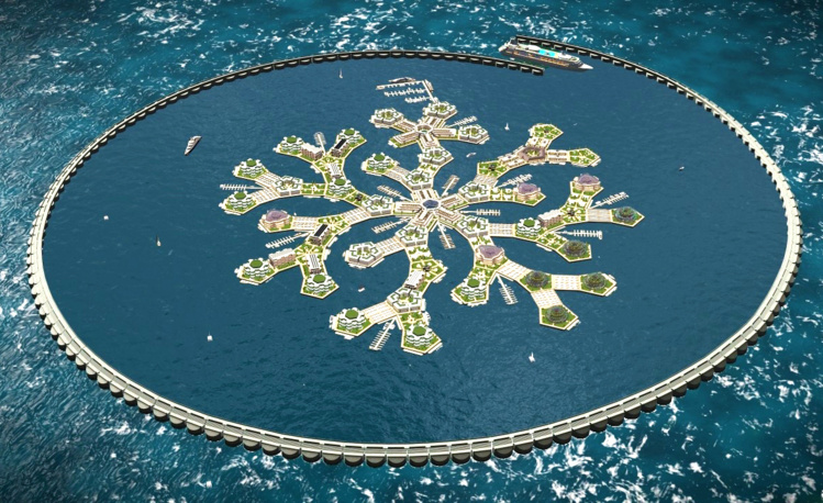 Une esquisse de ce à quoi pourrait ressembler le Floating island project.