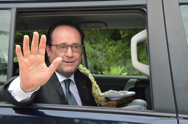 François Hollande, lors de sa visite officielle en Polynésie française, le 22 février 2016.