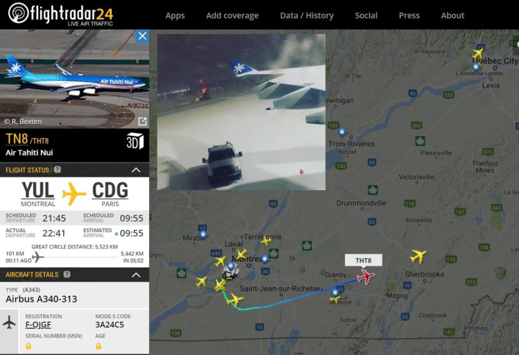 Photo : capture d'écran Flightradar avec incrustation photo de jeffourson sur Instagram. Photo : capture d'écran Flightradar avec incrustation photo de jeffourson sur Instagram.