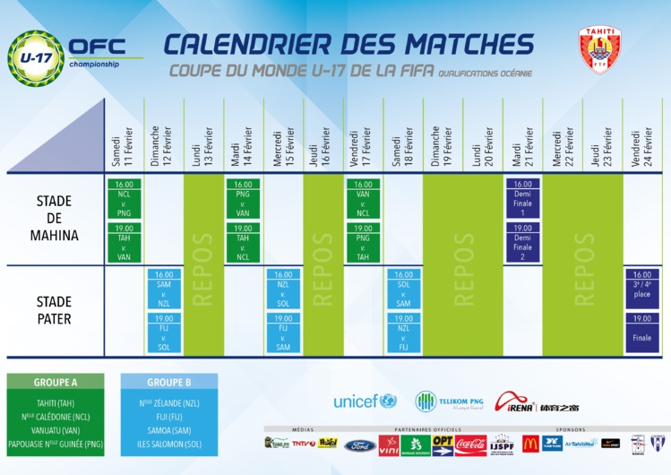 Le Calendrier des matches Le Calendrier des matches