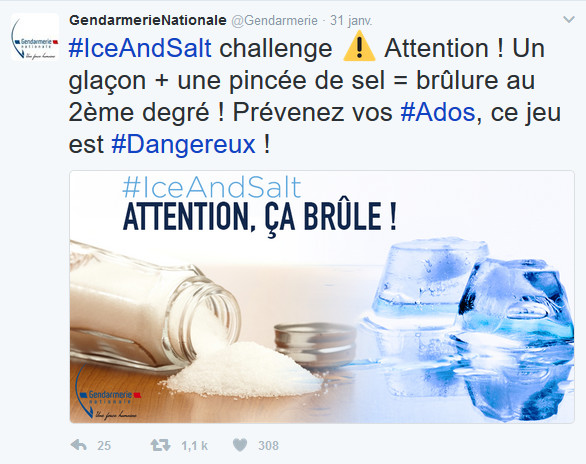Page enfant : Ice and salt challenge, attention danger !