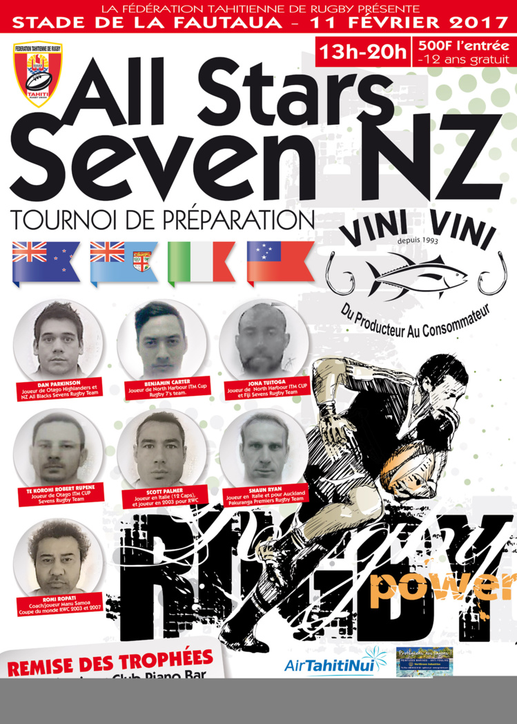 Rugby à 7 : Le Tournoi International Seven 2017 le 11 février à Fautaua