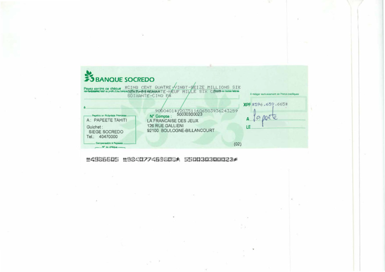 Le gagnant polynésien du Loto s’est déclaré, il empoche 596 millions Fcfp