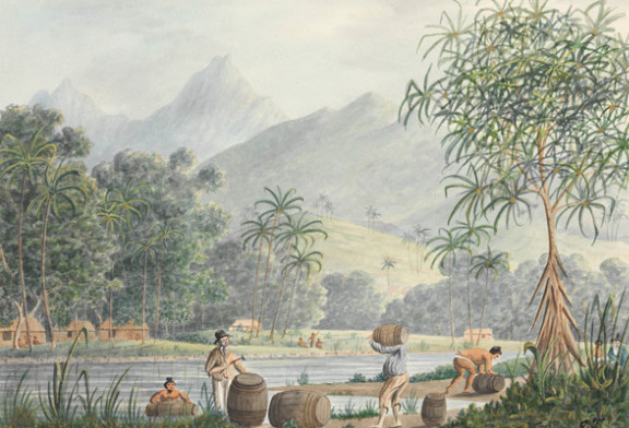 The watering place Matavai - In the Island of Otahytey – l’approvisionement d’eau en baie de Matavai en 1792