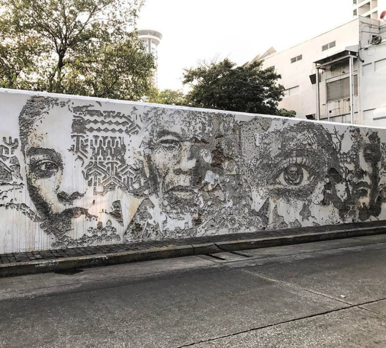 VHILS, une star de l'art urbain contemporain à Tahiti...