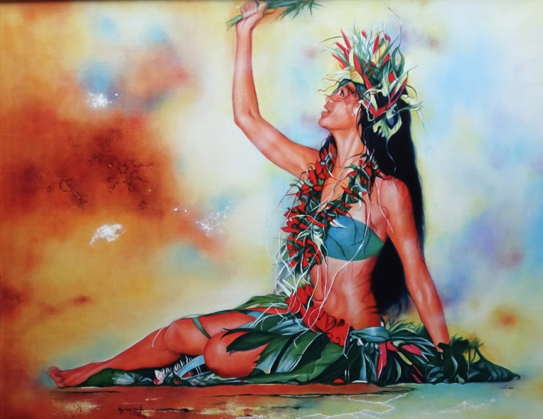 La danse polynésienne est le thème de prédilection de l'artiste.