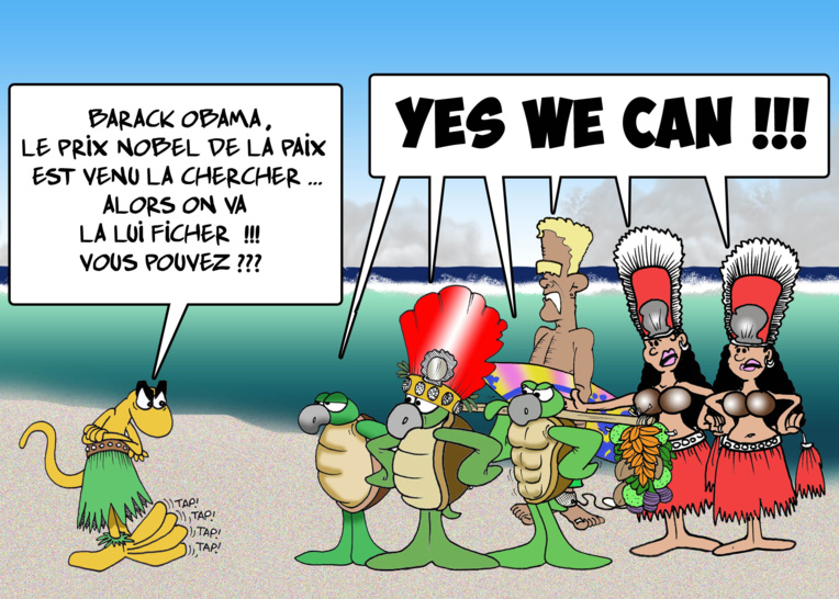 " Obama en vacances au fenua " vu par Munoz