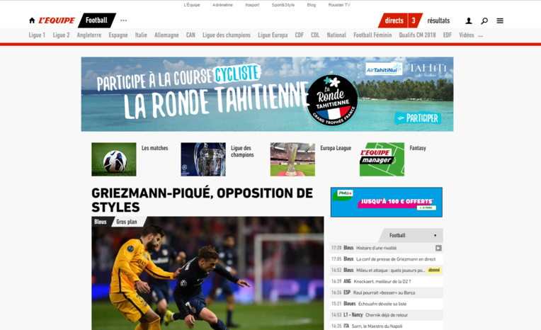 La Ronde Tahitienne communique dans l'édition web de L'Equipe La Ronde Tahitienne communique dans l'édition web de L'Equipe