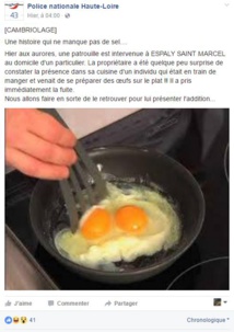 ll surprend son cambrioleur... devant des œufs au plat ll surprend son cambrioleur... devant des œufs au plat