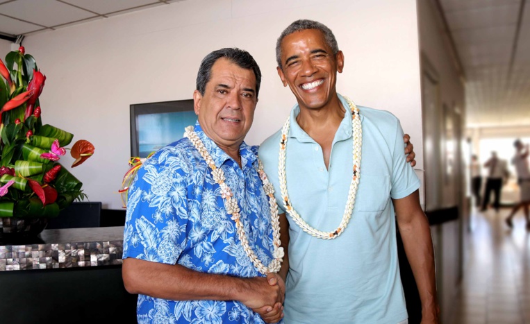 Edouard Fritch a reçu Barack Obama avant son départ Edouard Fritch a reçu Barack Obama avant son départ