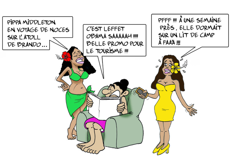 " Pippa Middleton, en voyage de noces à Tetiaroa sur fond de grève des pompiers de l'aéroport de Tahiti-Faa'a " par Munoz " Pippa Middleton, en voyage de noces à Tetiaroa sur fond de grève des pompiers de l'aéroport de Tahiti-Faa'a " par Munoz