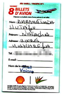 Jeu Shell Pacific: Une première gagnante à Moorea remporte deux billets d'avion pour Los Angeles Jeu Shell Pacific: Une première gagnante à Moorea remporte deux billets d'avion pour Los Angeles