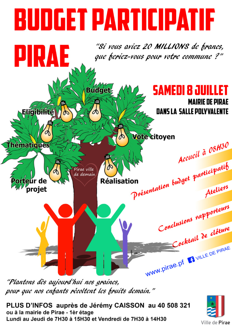 Budget participatif à Pirae : une réunion publique est prévue ce samedi Budget participatif à Pirae : une réunion publique est prévue ce samedi