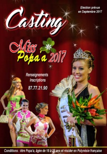 Miss popa'a revient, le casting est ouvert Miss popa'a revient, le casting est ouvert
