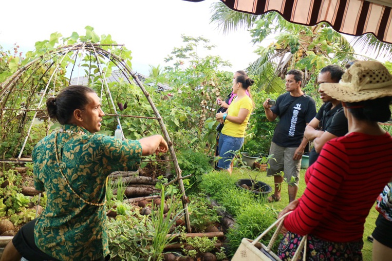 Les éco-sentinelles en formation à la permaculture avec Jonathan Cunéo. (crédit : FAPE)