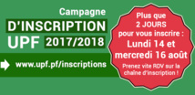 Plus que 2 jours pour s'inscrire à l'UPF ! Plus que 2 jours pour s'inscrire à l'UPF !