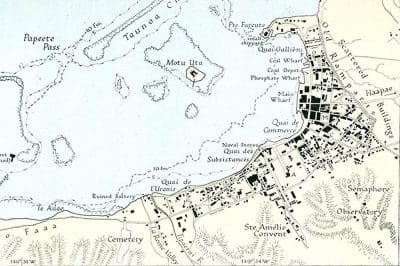 Plan de Papeete en 1931 indiquant l’observatoire en bas à droite