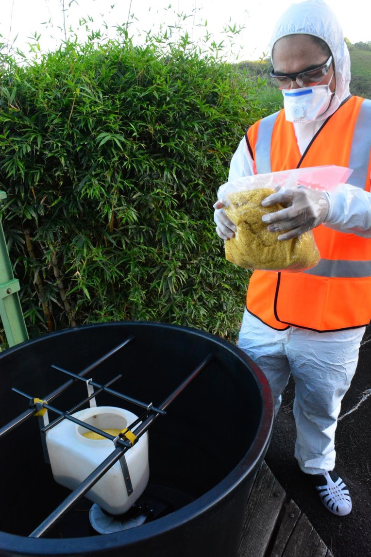 le distributeur est rempli de S méthoprène, un fourmicide très peu toxique pour l'environnement et détruit en quelques heures par l'humidité, la chaleur ou les UV le distributeur est rempli de S méthoprène, un fourmicide très peu toxique pour l'environnement et détruit en quelques heures par l'humidité, la chaleur ou les UV