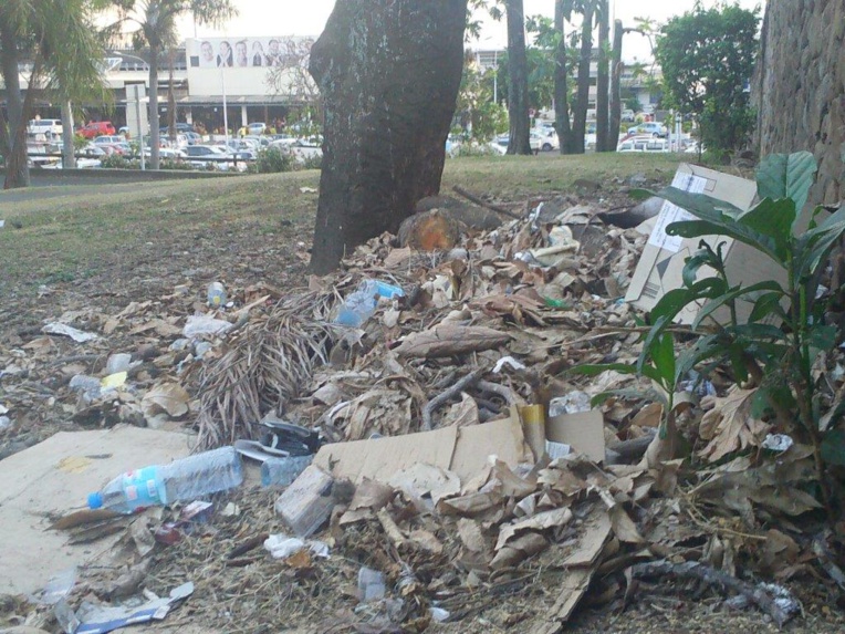 photo partagée par un lecteur de Tahiti Infos en juillet 2017 d'une pollution près de l'aéroport. Cette pollution sauvage par des particuliers ne sera pas soumise au principe du "pollueur-payeur".