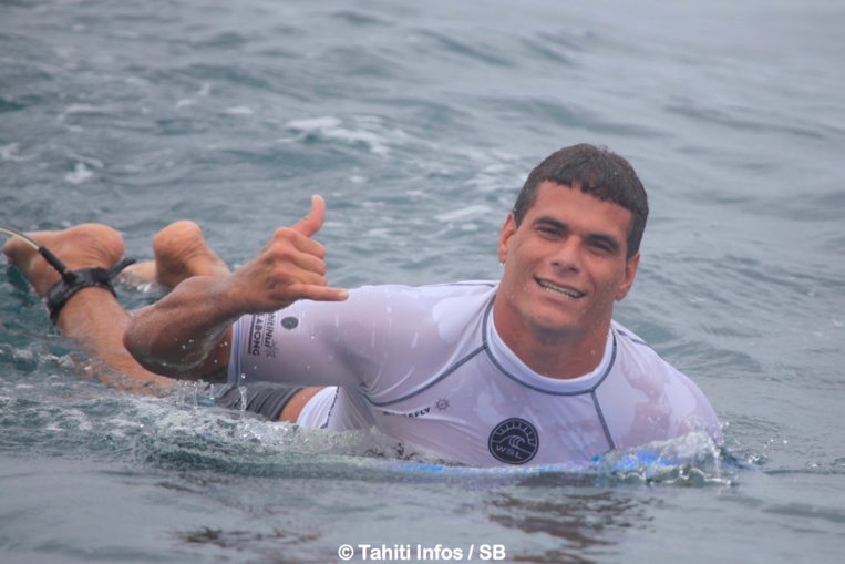 Tereva David lors des Trials 2017 à Teahupo'o Tereva David lors des Trials 2017 à Teahupo'o