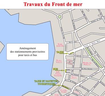 Travaux du front de mer : des stationnements provisoires  pour les taxis et bus