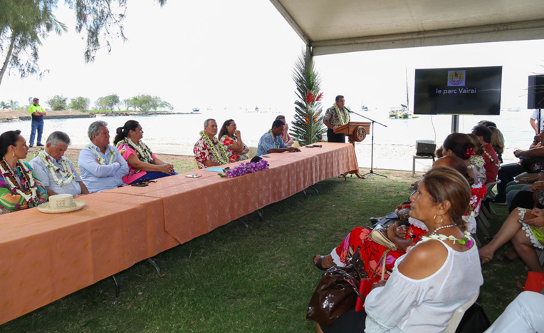 Le projet du Tahitian Village a été évoqué ce lundi matin lors de l'inauguration du parc Vairai. Le projet du Tahitian Village a été évoqué ce lundi matin lors de l'inauguration du parc Vairai.