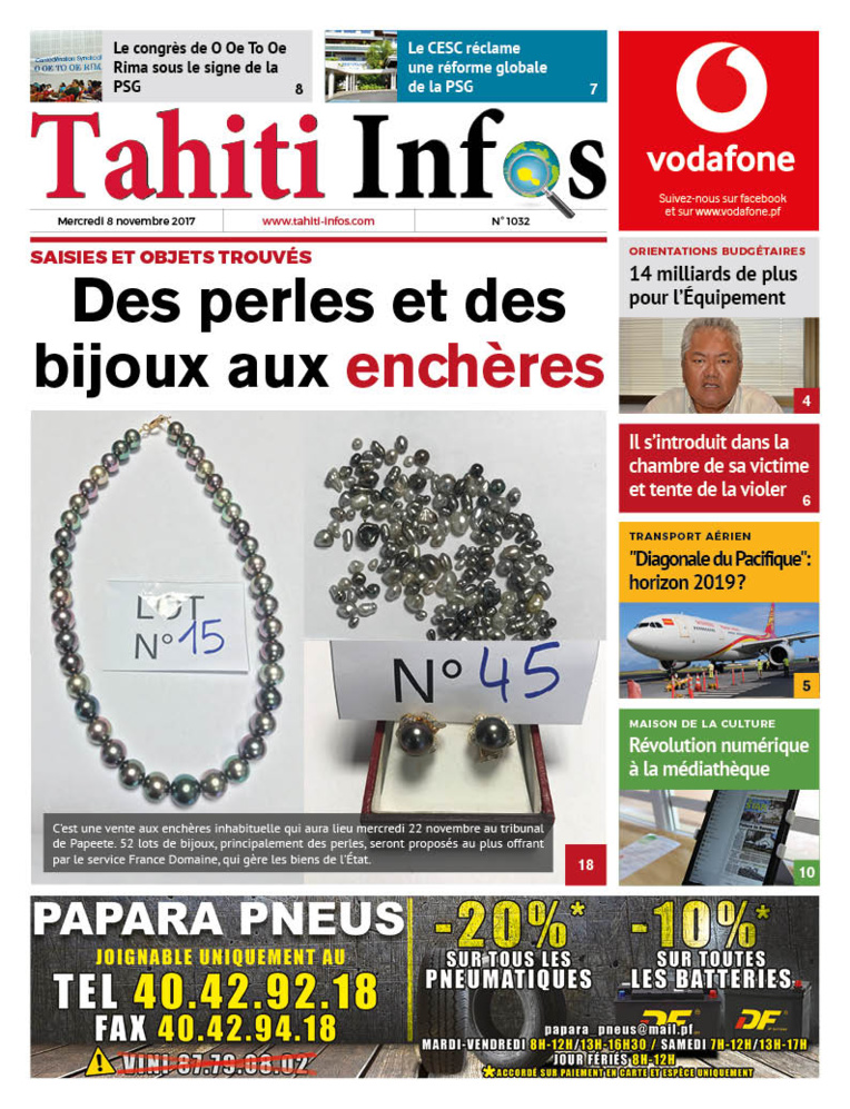 TAHITI INFOS N°1032 du 8 novembre 2017 TAHITI INFOS N°1032 du 8 novembre 2017