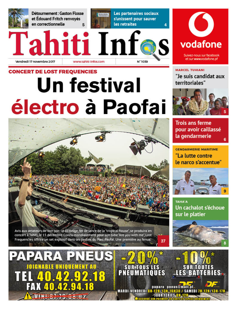 TAHITI INFOS N°1039 du 17 novembre 2017 TAHITI INFOS N°1039 du 17 novembre 2017