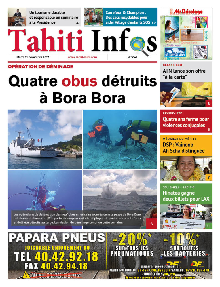TAHITI INFOS N°1041 du 21 novembre 2017 TAHITI INFOS N°1041 du 21 novembre 2017
