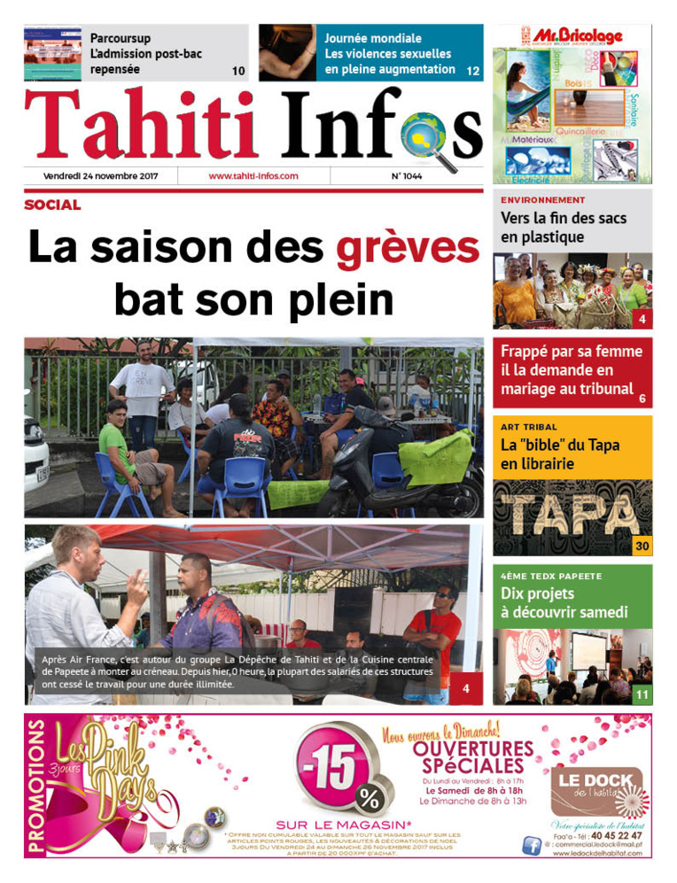 TAHITI INFOS N°1044 du 24 novembre 2017 TAHITI INFOS N°1044 du 24 novembre 2017