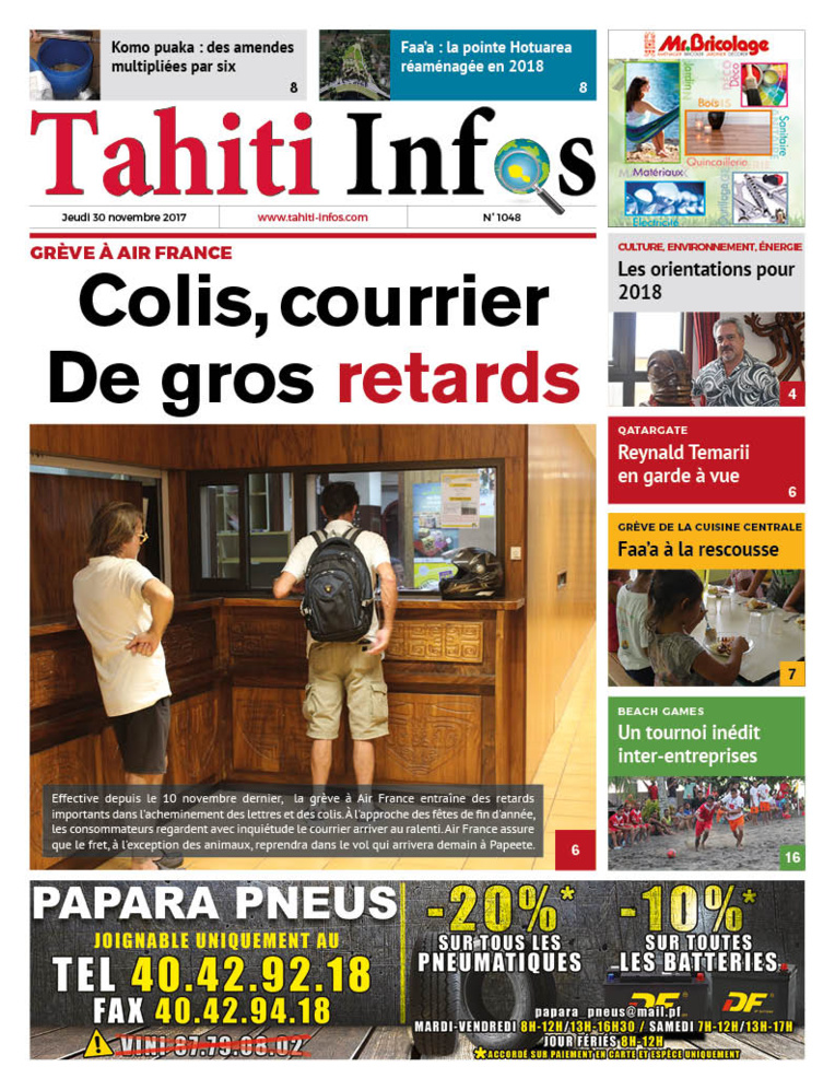 TAHITI INFOS N°1048 du 30 novembre 2017 TAHITI INFOS N°1048 du 30 novembre 2017