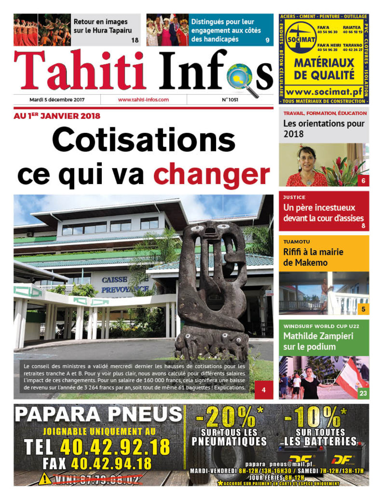 TAHITI INFOS N°1051 du 5 décembre 2017