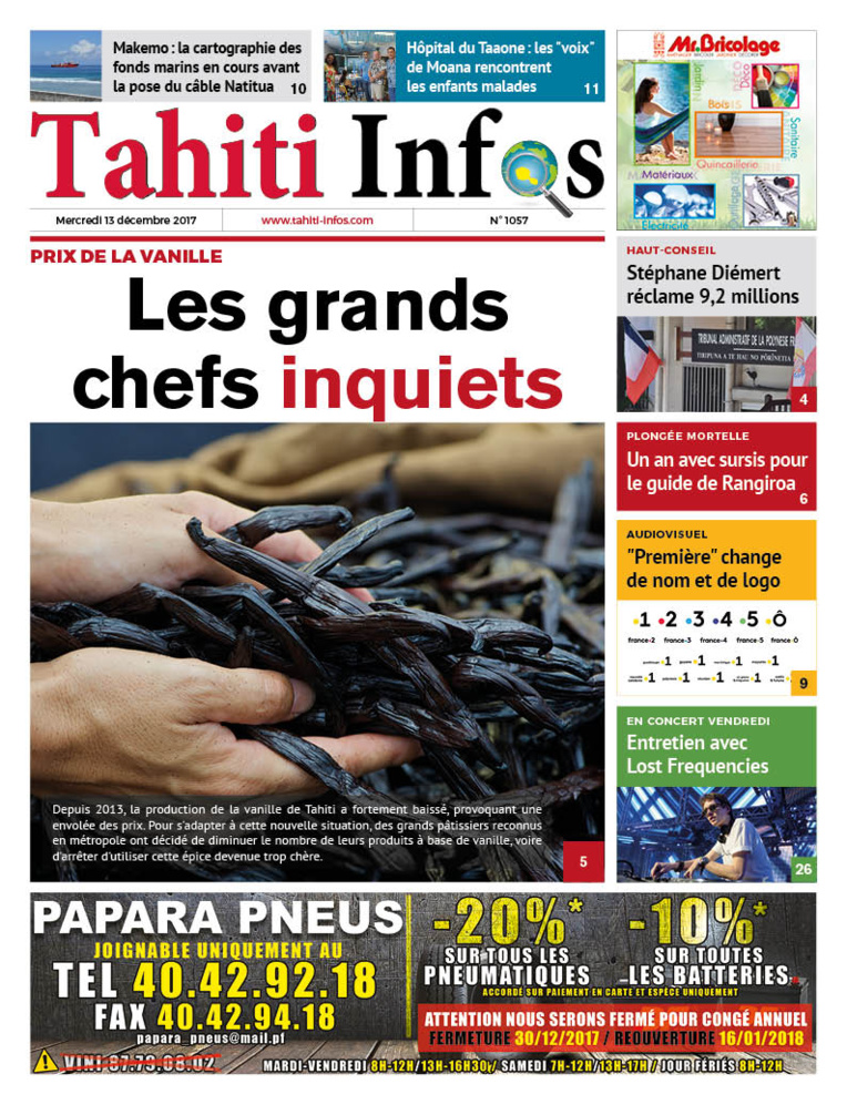 TAHITI INFOS N°1057 du 13 décembre 2017
