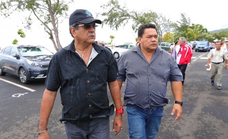 Edouard Fritch et Damas Teuira. Crédit : Présidence Edouard Fritch et Damas Teuira. Crédit : Présidence