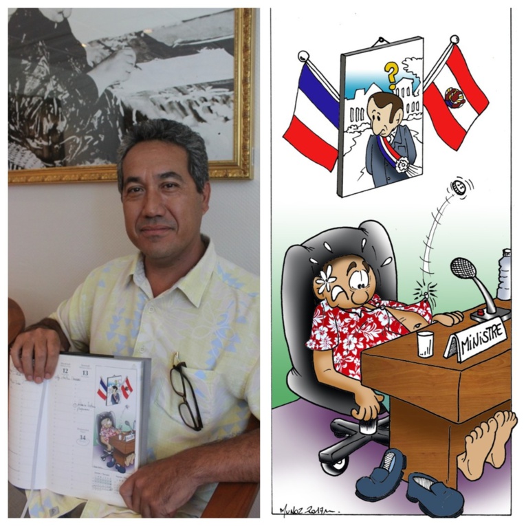 Le Président de l'assemblée Marcel Tuihani est à l'initiative de cet agenda 2018 plein d'humour.