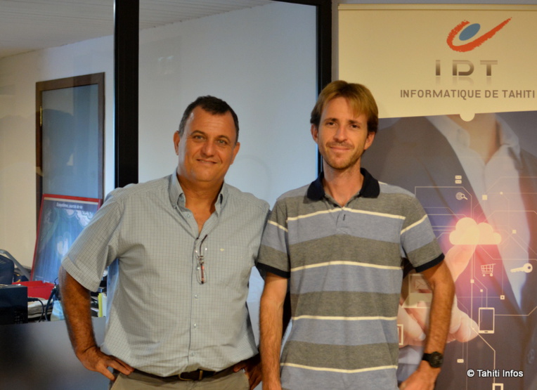 Olivier Kressmann, p-dg d'IDT, et Sylvain Reverdy, chef de projet au bureau d'étude d'IDT qui a développé Natira'a