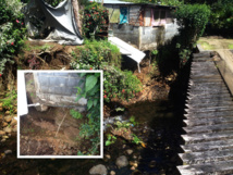 Habitations en danger : les berges s'érodent sous l'effet de l'érosion et les habitants sont directement menacés par un effondrement de leur fare (photos Matthieu Aureau) Habitations en danger : les berges s'érodent sous l'effet de l'érosion et les habitants sont directement menacés par un effondrement de leur fare (photos Matthieu Aureau)