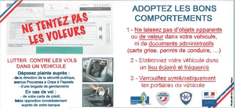 Série de vols dans des véhicules à Paea : soyez vigilants