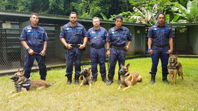 Rudy Olek (au centre) a suivi durant deux semaines quatre agents de l'Uraic de la police municipale de Papeete.