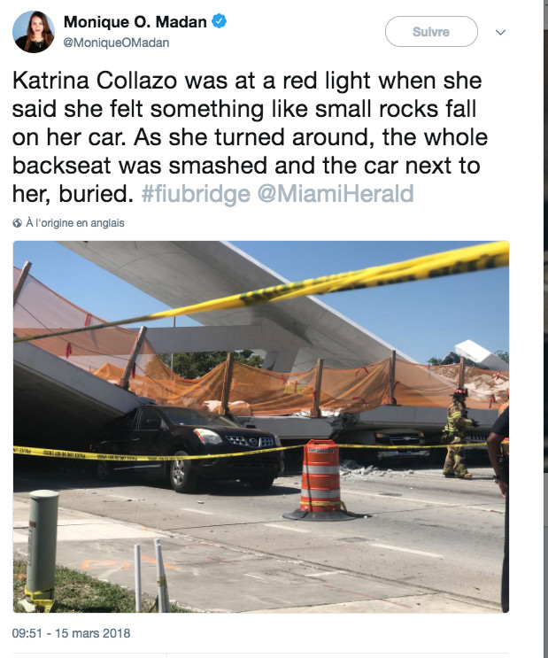 Un pont piétionnier s'effondre et fait plusieurs morts à Miami