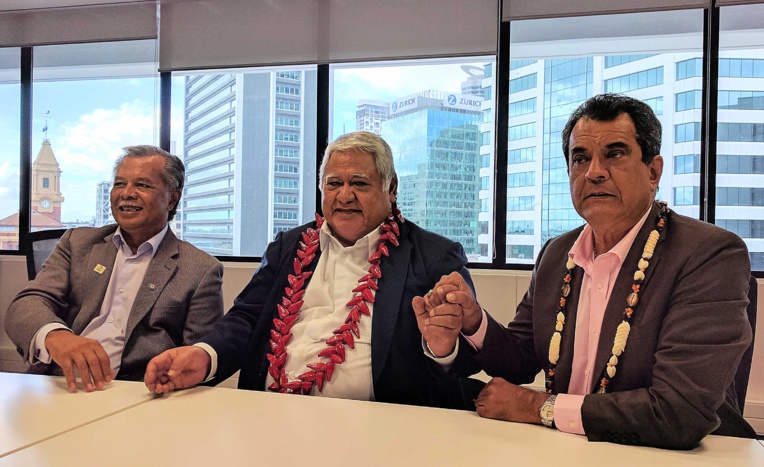 début mars, Edouard Fritch avec le premier ministre samoan et le premier ministre des îles Cook