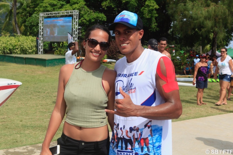 Ricky Aitamai et Ohana Huber à l'arrivée de la course élite de samedi Ricky Aitamai et Ohana Huber à l'arrivée de la course élite de samedi