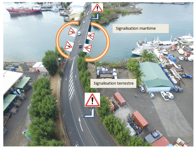 Des dispositifs de signalisation seront installés pour prévenir les automobilistes et les usagers maritimes.