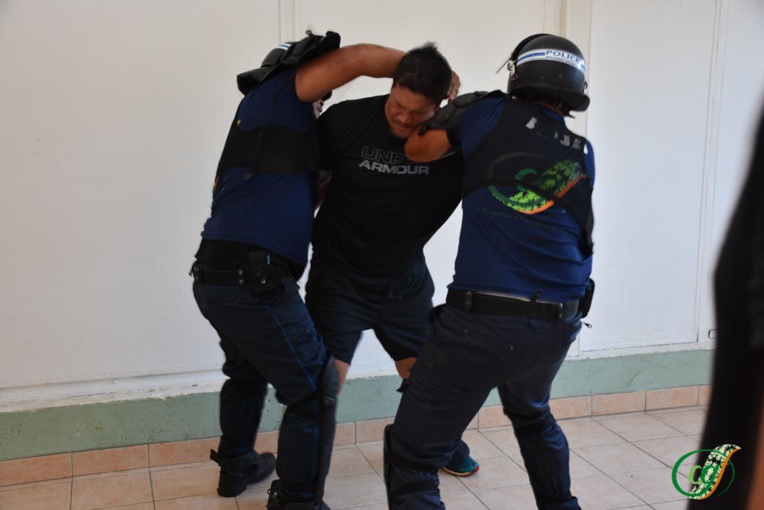 Les stagiaires se sont notamment entraînés à la maîtrise d'un individu virulent. Crédit CGF. Les stagiaires se sont notamment entraînés à la maîtrise d'un individu virulent. Crédit CGF.