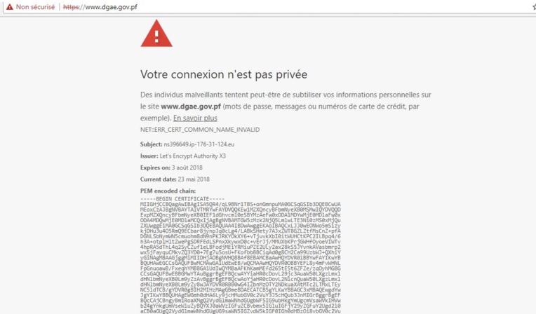 Les sites du Pays inaccessibles à cause d'un problème de certificat Les sites du Pays inaccessibles à cause d'un problème de certificat