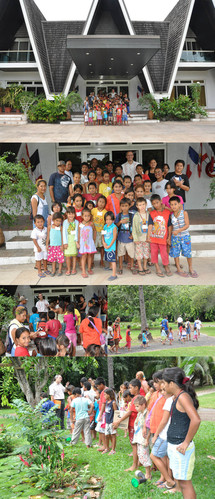 Une colonie de vacance des îles Sous-le-Vent en visite au Haut-Commissariat